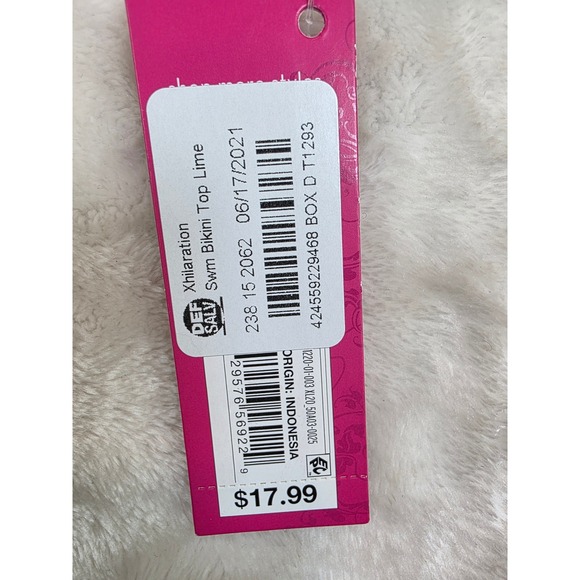 Xhilaration Lime Green White Textured Stripe Bikini Set Top S Bottom M - Picture 4 of 12